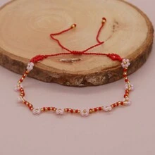 1 件雏菊波西米亚风珠宝手工波西米亚风时尚潮流种子串珠友谊手链女士快乐礼物 - 彩色 - 查看 11