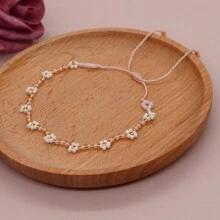 1 件雏菊波西米亚风珠宝手工波西米亚风时尚潮流种子串珠友谊手链女士快乐礼物 - 彩色 - 查看 10