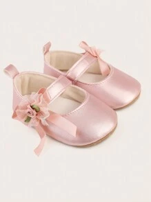 Soft-Sole Infant Princess Style Walking Shoes, Non-Slip & Stay On, For Girls Aged 0-12 Months, Spring/Autumn - Pink - View 1