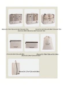 7入組便攜式旅行收納袋-輕鬆組織您的衣服、鞋子和內衣-完美的行李和手提箱裝填8入組標語圖形旅行收納袋，內附鞋類、化妝品和洗衣袋，學校用品、房間裝飾、臥室裝飾、宿舍必需品，適用於學生教師裝箱，衣服收納，收納櫃，旅行袋套裝，旅行組織套裝，旅行必備品