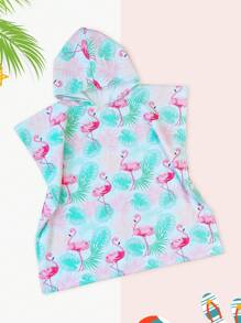 1 pieza Poncho de baño con capucha estilo dibujo animado Ren, toalla de playa personalizada y adorable de fibra ultra fina para niñas, toalla de secado rápido y absorbente para nadar, viajar, playa, flores, flamencos, hojas de palma, sirena, decoración de boda de verano para el hogar y el baño, ropa de playa, regreso a la escuela