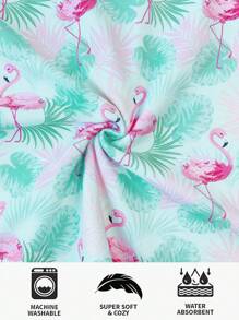 1 pieza Poncho de baño con capucha estilo dibujo animado Ren, toalla de playa personalizada y adorable de fibra ultra fina para niñas, toalla de secado rápido y absorbente para nadar, viajar, playa, flores, flamencos, hojas de palma, sirena, decoración de boda de verano para el hogar y el baño, ropa de playa, regreso a la escuela