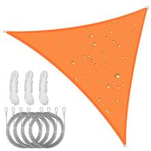 1 Set Waterproof Sun Shade Sail, Includes Stainless Steel Cable Ropes, Available In Triangle, Rectangle, Square Shapes, 98% UV Protection, Suitable For Outdoor Camping, Patio, Garden, Swimming Pool And More - Orange - View 1