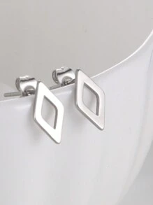 1支女士不銹鋼圓形和鑽石形狀的可愛小幾何耳環,婚禮和生日禮物批發 - 時尚系列 - 查看 5