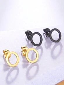 1支女士不銹鋼圓形和鑽石形狀的可愛小幾何耳環,婚禮和生日禮物批發 - 時尚系列 - 查看 3