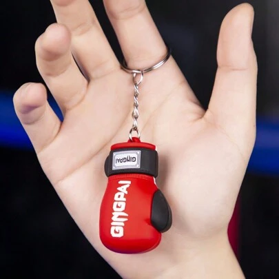1pc Mini Boxing Glove Shaped Keychain Pendant, Boxing Decoration, Soft Rubber Keyring, Combat Sports Fan Accessory, Student Souvenir Boxing Gloves