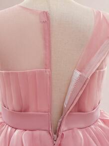 少女优雅长款薄纱连衣裙，适合派对、活动、晚宴等场合 - 不含头饰 - 藕粉色 - 查看 9