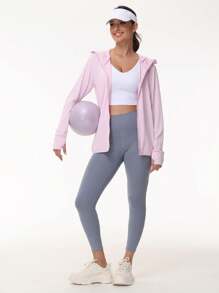 女士 UPF 50+ 轻便透气夹克，防紫外线户外钓鱼连帽衫，粉色 - 淺粉色 - 查看 4