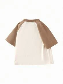 Balabala Young Boys Tops Summer Cartoon Printed Crew Neck Skin-Friendly Boys Short Sleeve T-Shirt Brown - Brown - View 3