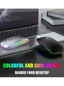 Ratón inalámbrico Ratón inalámbrico recargable para juegos en portátiles, silencio, oficina, monomodo, Bluetooth - Plateado - Ver 10