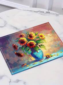 4pcs Phong cách Vintage Nhà nông Hoa hướng dương Bộ đệm ăn  , Chống nóng Ăn uống Bàn Vải , Đĩa nhỏ , Thích hợp Đối với Ngày lễ Các bữa tiệc , , Và Nhà  Hoặc Thương nghiệp Sử dụng In , , , Và Có thể giặt được Đối với Dễ - Xanh đậm - Xem 5