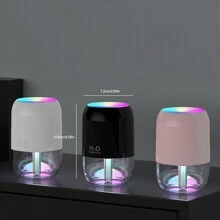 Máy tạo độ ẩm không khí mini cầm tay đầy màu sắc 200ml, Máy phun sương tạo độ ẩm siêu âm phun sương mát cho gia đình, phòng ngủ, xe hơi, văn phòng, máy thì thầm yên tĩnh (cắm vào) - Hồng - Xem 2