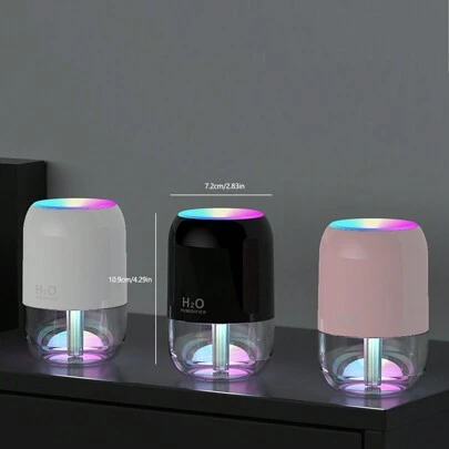 200ml Portable Mini Colorful Air Humidifier With Ultrasonic Cool Mist, Family Mist Spray Device For Bedroom, Car, Office - Super Quiet (Plug-In Type)