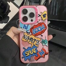 1入防滑防掉落啞面基底字母Logo圖案手機保護殼/手機套，適用於iPhone - 粉紅色[0] - 查看 1