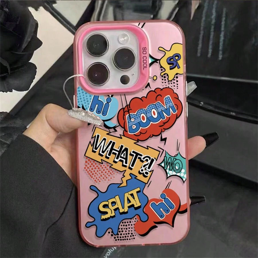 1入防滑防掉落啞面基底字母Logo圖案手機保護殼/手機套，適用於iPhone - 粉紅色[0] - 查看 1