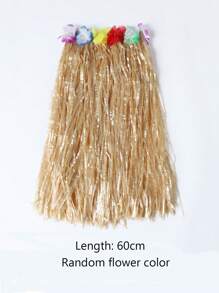 1入組女士夏威夷草裙花環盧奧舞會服裝熱帶沙灘派對裝飾，40厘米/60厘米 - 杏色 - 查看 7