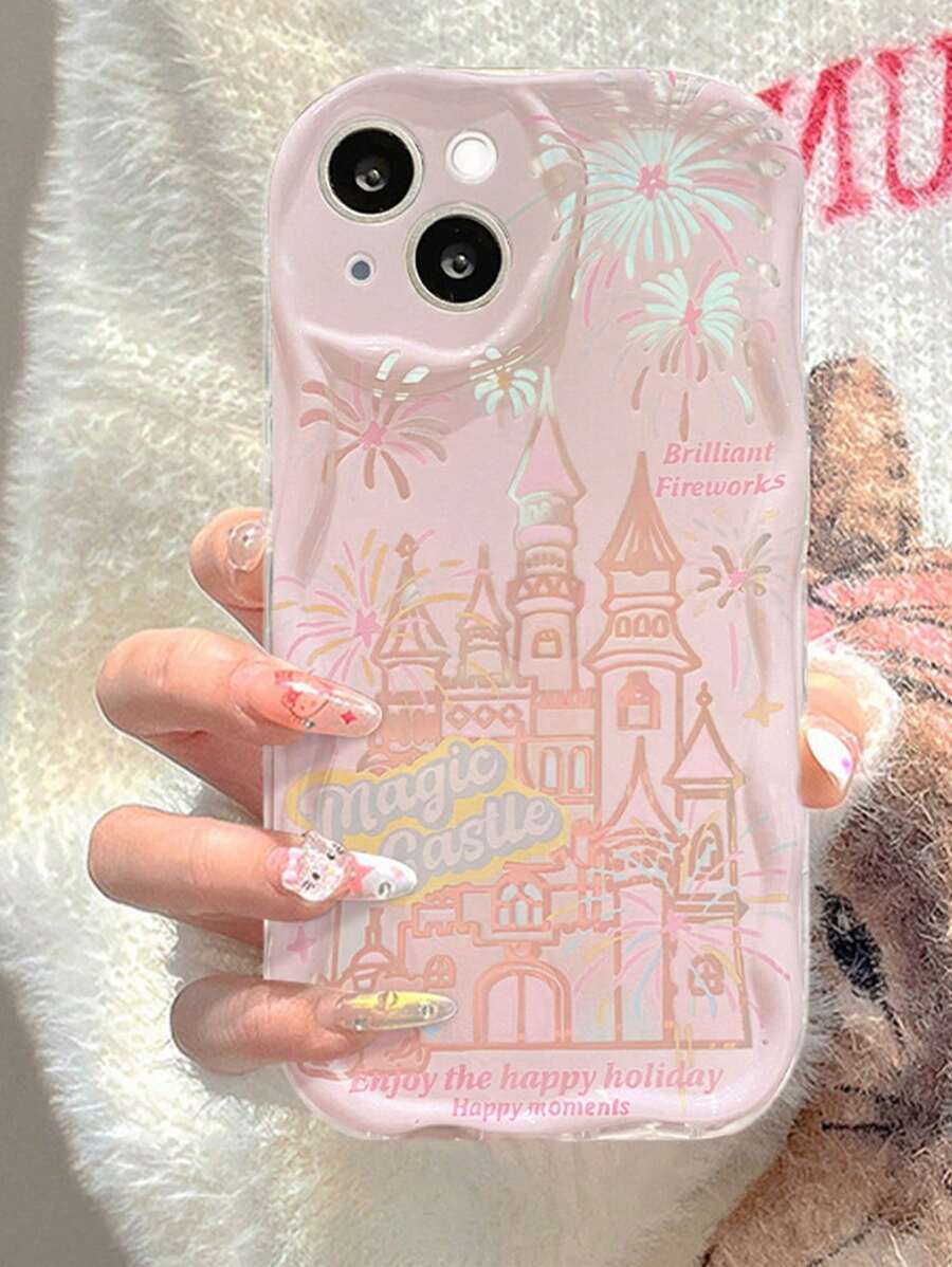 淡粉色波边城堡设计新款优质凹槽纹理肤感加厚防摔手机壳保护套兼容Iphone 15pro Max、Apple P13、P14、女款P11、P12、防摔Xs、Xr、7/8 Plus、7/8、Se 2、Samsung A50、A12、A32、A52、A72、A51、A21s、A13、A14、S22 Ultra、S23、A33、A53、S20 Fe、小米Redmi 11、Note 11、9a、9c、X3 Nfc、Redmi 10、Redmi 9、Note 9、12c、Note 11 Pro、Redmi 10c、Note 8 Pro手机壳保护套 - 彩色 - 查看 1