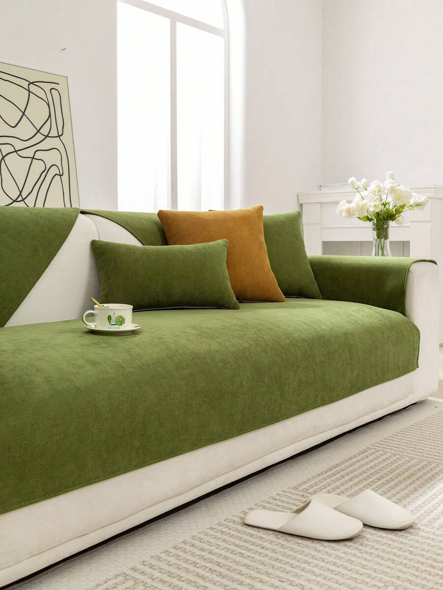 1入組沙發坐墊套,現代極簡風格,四季通用,防滑 - 綠色 - 查看 1