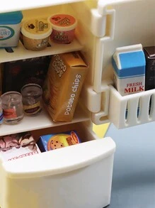 Stomle Family 14 件迷你冰箱套装带食物游戏配件，适用于 1:12 比例森林动物家庭娃娃屋迷你厨房，蒙特梭利厨房玩具，适合男孩和女孩，复活节礼物，盒装包装精致，家居装饰