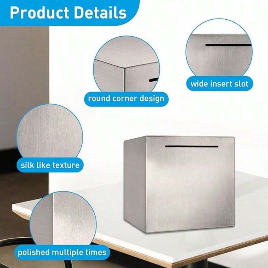 One Stainless Steel Adult Safe Money Box, A Coin Saving Bank Which Can Only Be Stored But Not Taken Out - Silver - View 1