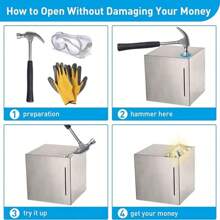 One Stainless Steel Adult Safe Money Box, A Coin Saving Bank Which Can Only Be Stored But Not Taken Out - Silver - View 5