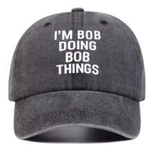 1入男士im Bob Doing Bob Thinges字母印花復古洗水棒球帽,防曬休閒,適用於春秋旅行、沙灘派對 - 彩色 - 查看 8