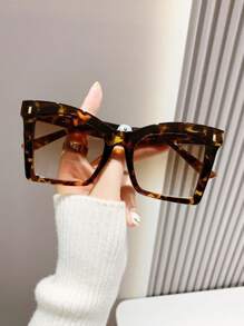 1 件男女通用方形猫眼复古 Y2K 潮流双色时尚眼镜，适合度假 - 彩色 - 查看 6