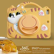 1 件猫咪设计防摔全保护硅胶软壳，360 度旋转支架兼容 iPad - 彩色 - 查看 2