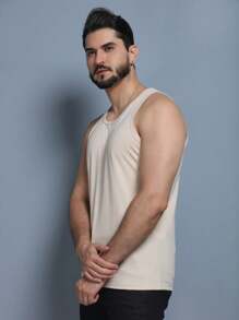 Men Tank Tops - 米色 - 查看 5