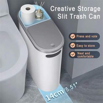 1pc Sewn Garbage Can Toilet Household Press Type Toilet With Cover Living Room Bedroom Kitchen Large Capacity