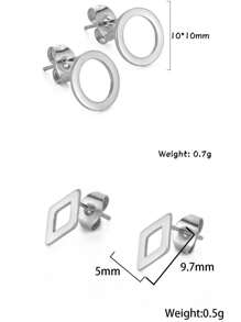 1支女士不銹鋼圓形和鑽石形狀的可愛小幾何耳環,婚禮和生日禮物批發 - 時尚系列 - 查看 10