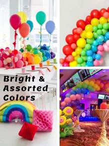 5-200pcs 5/10/12/18 Inch Mixed Color Latex Balloons, Helium Balloons For Party, Birthday, Wedding, Anniversary Decoration, Arch, Wreath, Rainbow Background - Normal Mixed - View 7
