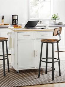 VASAGLE Bar Stools, Tall Bar Stools With Backrest, Kitchen Stools, Steel Frame, 73.2cm High Seat, Easy Assembly, Industrial, Rustic Brown And Black - Chocolate Brown - View 1