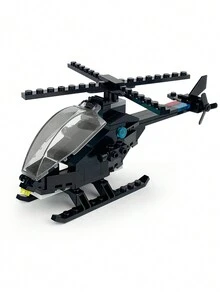 Building Blocks Airplane Compatible With Small-Sized Blocks, High-Difficulty Racing Plane Assembly Toy - Black - View 3