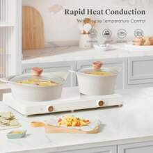 RIOVARM-EU RIOVARM Induction Pot And Pan Set With Lid Granite Non-Stick Coated Pot & Pan Sets Free Cookware Set With Frying Pan Saucepan Spatula Set - Beige - View 5