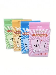 36pcs Children's Mathematical Flash Cards, Addition Subtraction Multiplication Division Practice Cards, Preschool Math Learning Activities, Homeschool Supplement - Multicolor - View 1