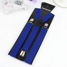 Men's Suspender Men Women Y-Back Braces Adjustable Elastic Solid Color Suspender Belt - Black - View 5