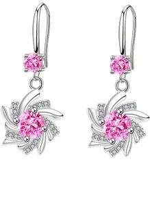 Elegant Blue Snowflake Design Water Drop Zirconia Earrings