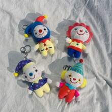 1 pieza (12cm/4.72in) Llavero de peluche suave y bonito de payaso de circo de estilo de dibujos animados, unisex, colgante gracioso para bolsa, regalo ideal para estudiantes, compañeros de trabajo, parejas, amigos, hermanas, madres, cumpleaños, festivales, parejas, aniversarios, decoración de coche, accesorios de coche, colgante para bolsa, mochila para la escuela