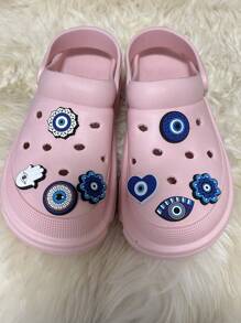 8pcs Blue Devil Eye Pattern Detachable Shoe Charms For Diy Accessories, Blue Shoes Accessories For Spring Summer - Blue - View 2