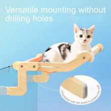 MEWOOFUN Cat Hammock Radiator Dual-Use Cat Window Hammock For Indoor Cats, Adjustable Wood Cat Radiator Beds Cat Window Beds Holds Up 18kg, 47x40cm - Orange - View 4