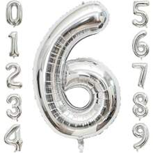 40 Inch Silver Number Balloon , Large Number Foil Balloons Mylar For Birthday Party Celebration Decorations Supplies, Digital Balloons For Wedding Anniversary Events Decorations,Christmas