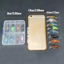 8pcs/Lot Premium Floating Crank Bait Minnow Fishing Lure Set - Realistic Topwater Artificial Bait For Successful Fishing With Box