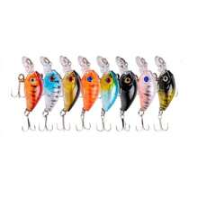 8pcs/Lot Premium Floating Crank Bait Minnow Fishing Lure Set - Realistic Topwater Artificial Bait For Successful Fishing With Box