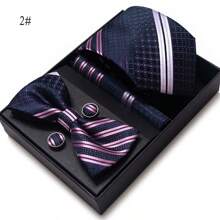 1 Bộ/6 Bộ Hộp Quà Tặng Cà Vạt & Nơ Nam, Cà Vạt Công Sở, Cà Vạt + Nơ + Khăn Tay + 2 Khuy Măng Sét + Hộp Quà Tặng Thông Thường - Nhiều màu - Xem 15