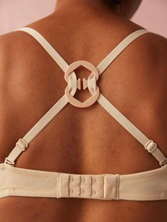 1袋4入組花形胸帶夾,防滑隱形胸帶固定器女士內衣配件防滑防勾內衣帶扣 - 交叉背帶,透明扣,防滑