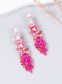 juran 1 đôi Sang trọng Quá quắt Ly Pha lê Hoa tai , Màu sắc thay đổi dần , Hoàn hảo Đối với Của phụ nữ Ngày lễ , Yến tiệc , Lễ cưới Buổi tiệc - Màu Hồng Tươi - Xem 2