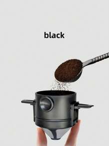 1pc Coffee Filter-Stainless Steel Without Filter Paper-Drip Filter-Portable Foldable With Handle-Coffee Filter Cup School Supplies Back To School - Black - View 7