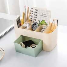 1pc Desktop Storage Box With Drawer For Desktop Organizer. Suitable For Desktop, Makeup & Office Supplies Storage Box. Suitable For Office, Home, School - Multicolor - View 4