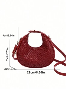 New Fashionable Women Shoulder Bag, Versatile PU Casual Handbag, Elegant Crossbody Bag With Adjustable Strap, Zipper Closure Fit For Smartphone And Cosmetics, Suitable For Ladies For Outing, Shopping, Dating And More - Burgundy - View 11